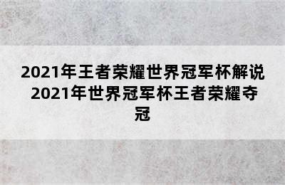 2021年王者荣耀世界冠军杯解说 2021年世界冠军杯王者荣耀夺冠